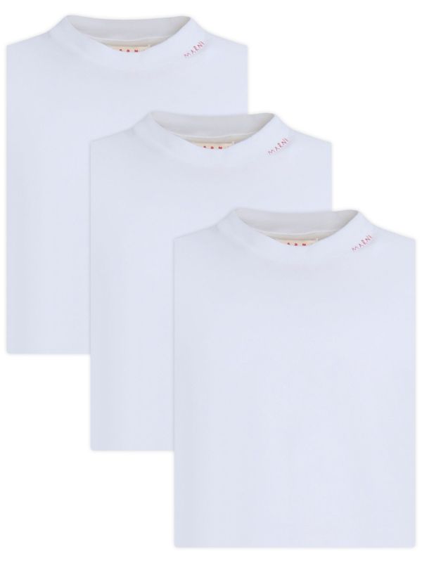 Marni logo-embroidered Cotton T-shirt (set Of three) | White | FARFETCH CA