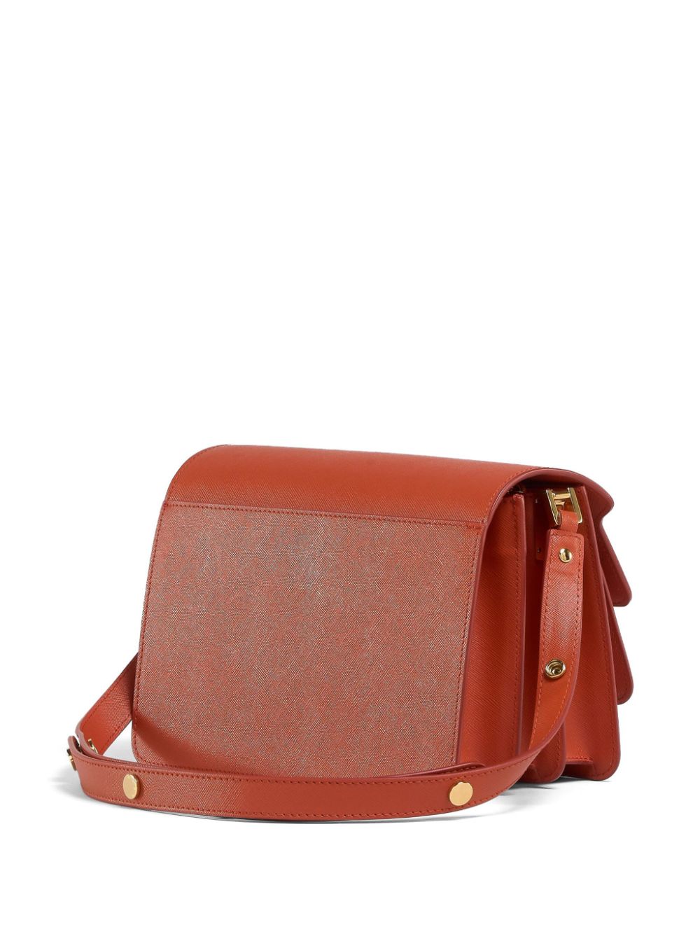 Shop Marni Medium Trunk Saffiano Leather Shoulder Bag In Brown