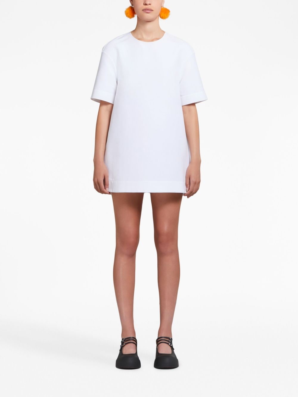 Shop Marni Short-sleeve Cotton Minidress In White