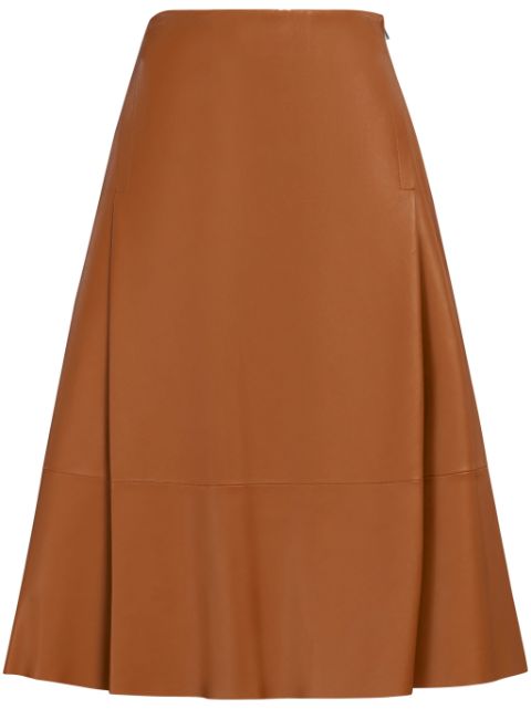 Marni A-line inverted-pleat leather skirt Women