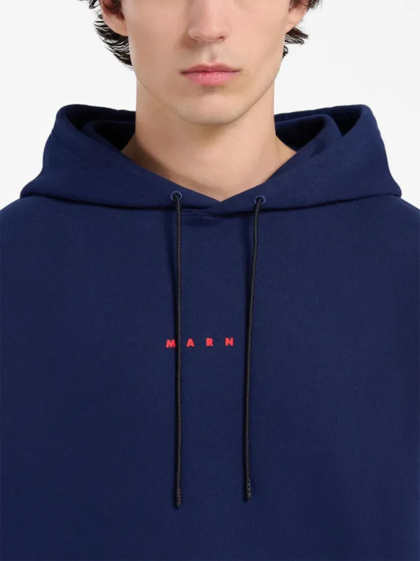 パーカー・フーディ Marni Relaxed-Fit Cotton Hoodie With Logo Print Marni logo-print Cotton Hoodie | Blue | FARFETCH