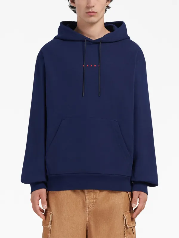 スウェット・トレーナー MARNI Logo print hoodie Blue Marni logo-print Cotton Hoodie | Blue | FARFETCH