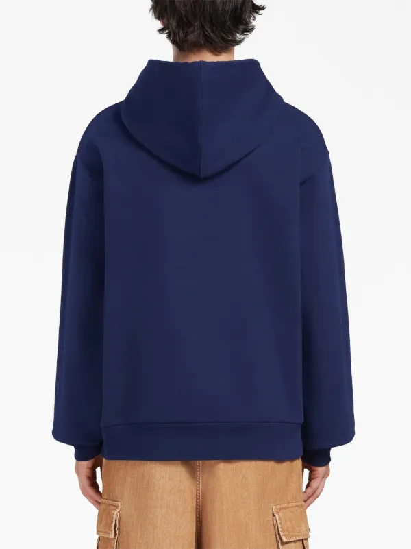 Marni logo-print Cotton Hoodie | Blue | FARFETCH
