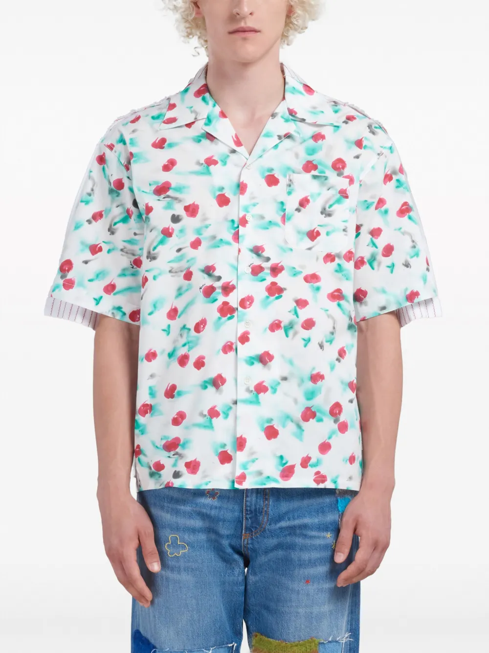 mix-print panelled shirt