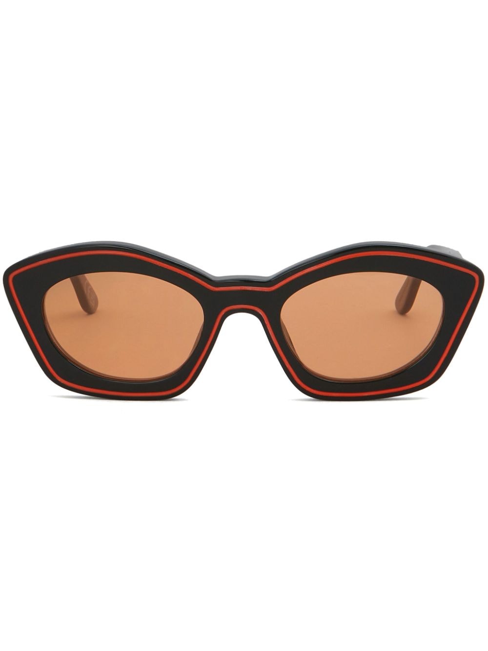 Marni Logo-print Oval-frame Sunglasses In Black