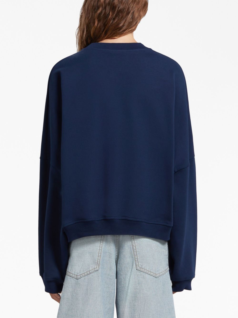 Shop Marni Logo-print Cotton Sweatshirt In Blue