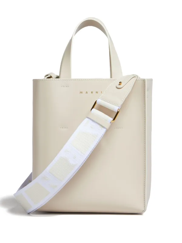 MARNI☆関税込 FUR MUSEO ロゴ トートバッグ・ミニハンドバッグ Marni Museo レザーハンドバッグ ミニ | ニュートラル | FARFETCH JP