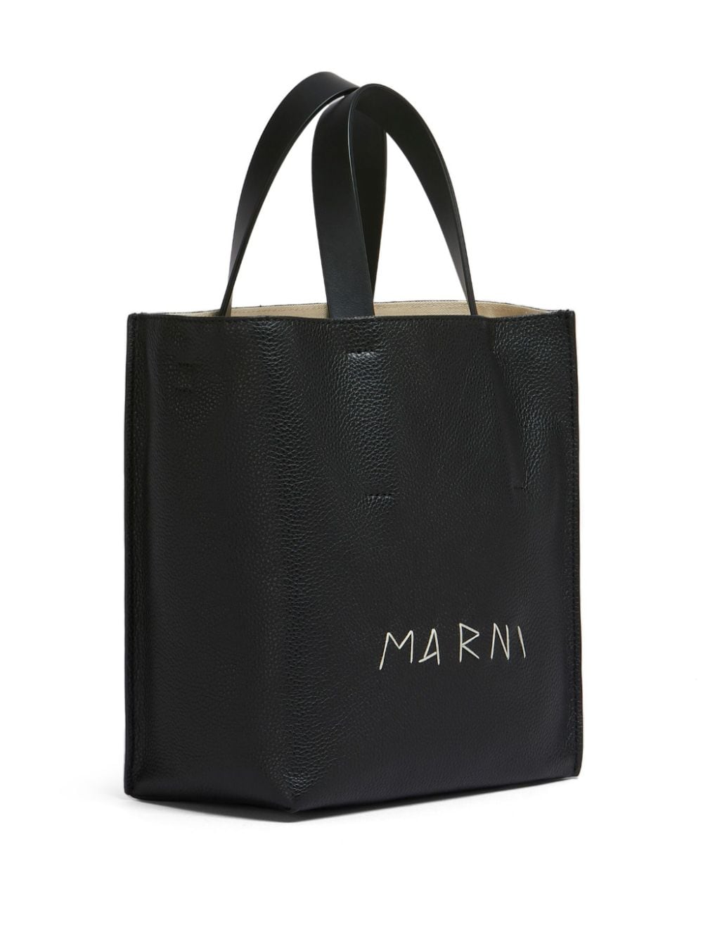 Shop Marni Mini Museo Leather Tote Bag In Black