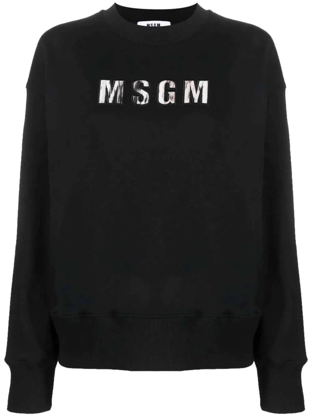 Msgm Logo-patch Cotton Sweatshirt In Black