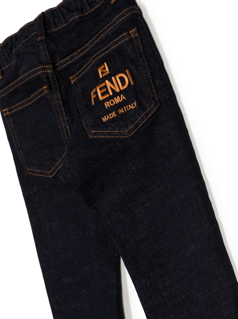 Fendi Kids Jeans met geborduurd logo Blauw