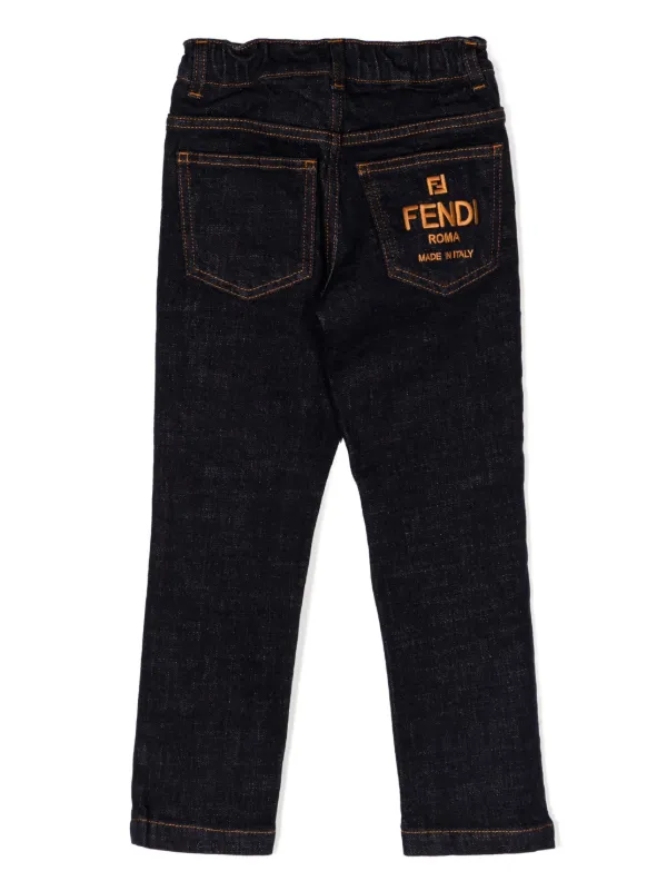 Fendi Kids FF logo-embroidered Jeans | Blue | FARFETCH
