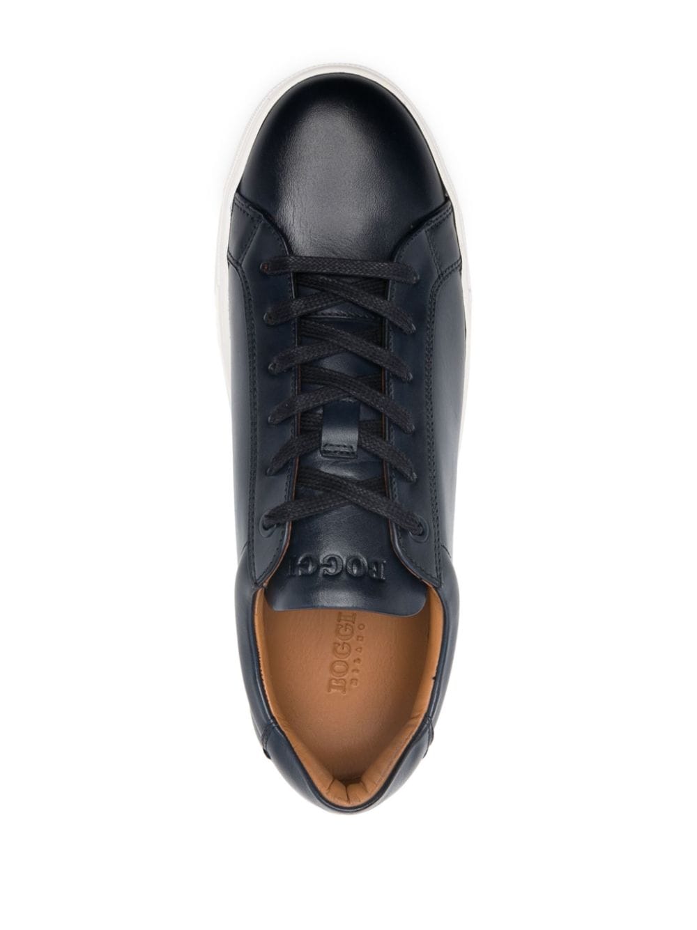 Shop Boggi Milano Panelled Leather Sneakers In Blue