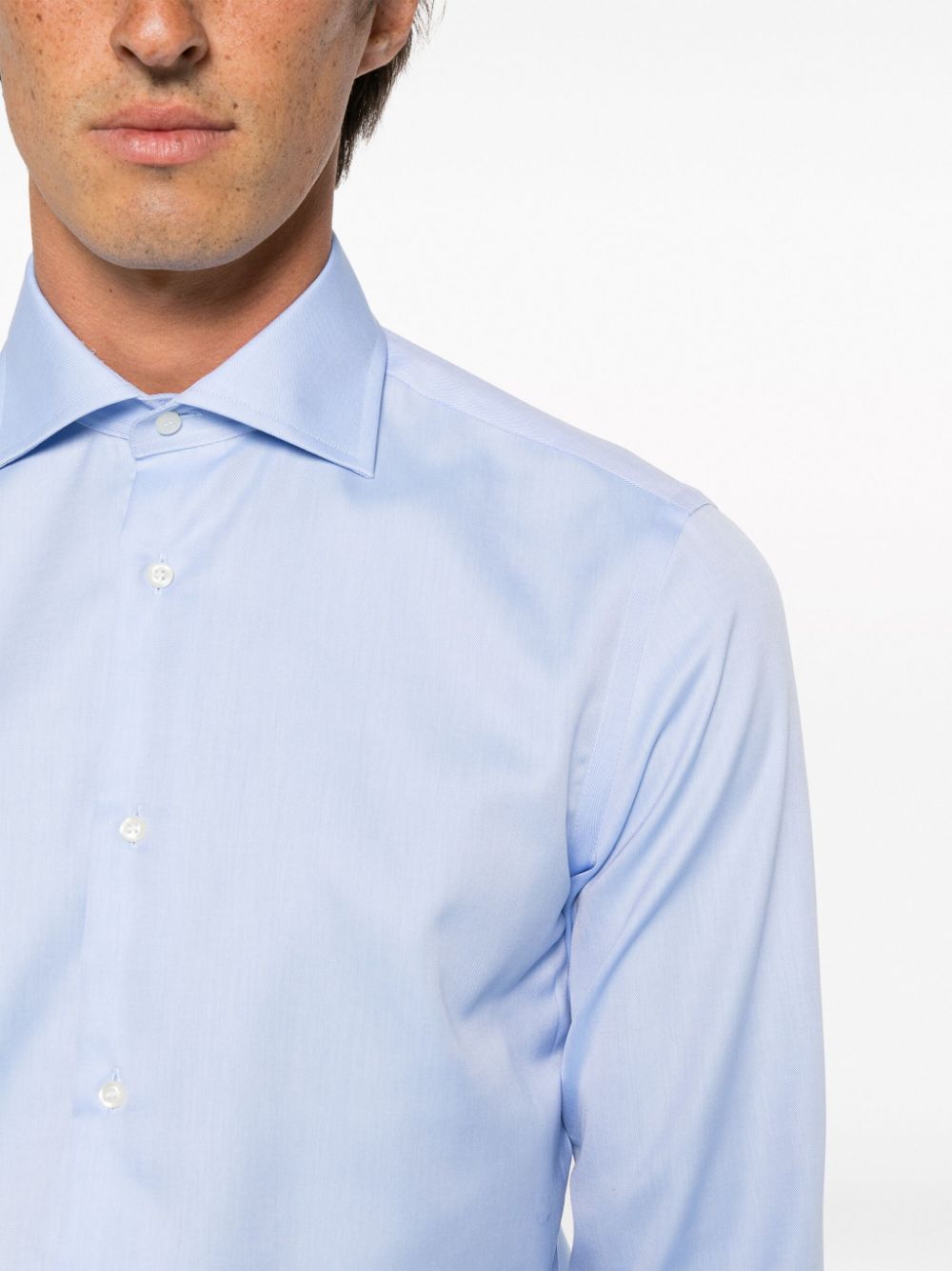 Shop Boggi Milano Long-sleeved Cotton Shirt In Blue
