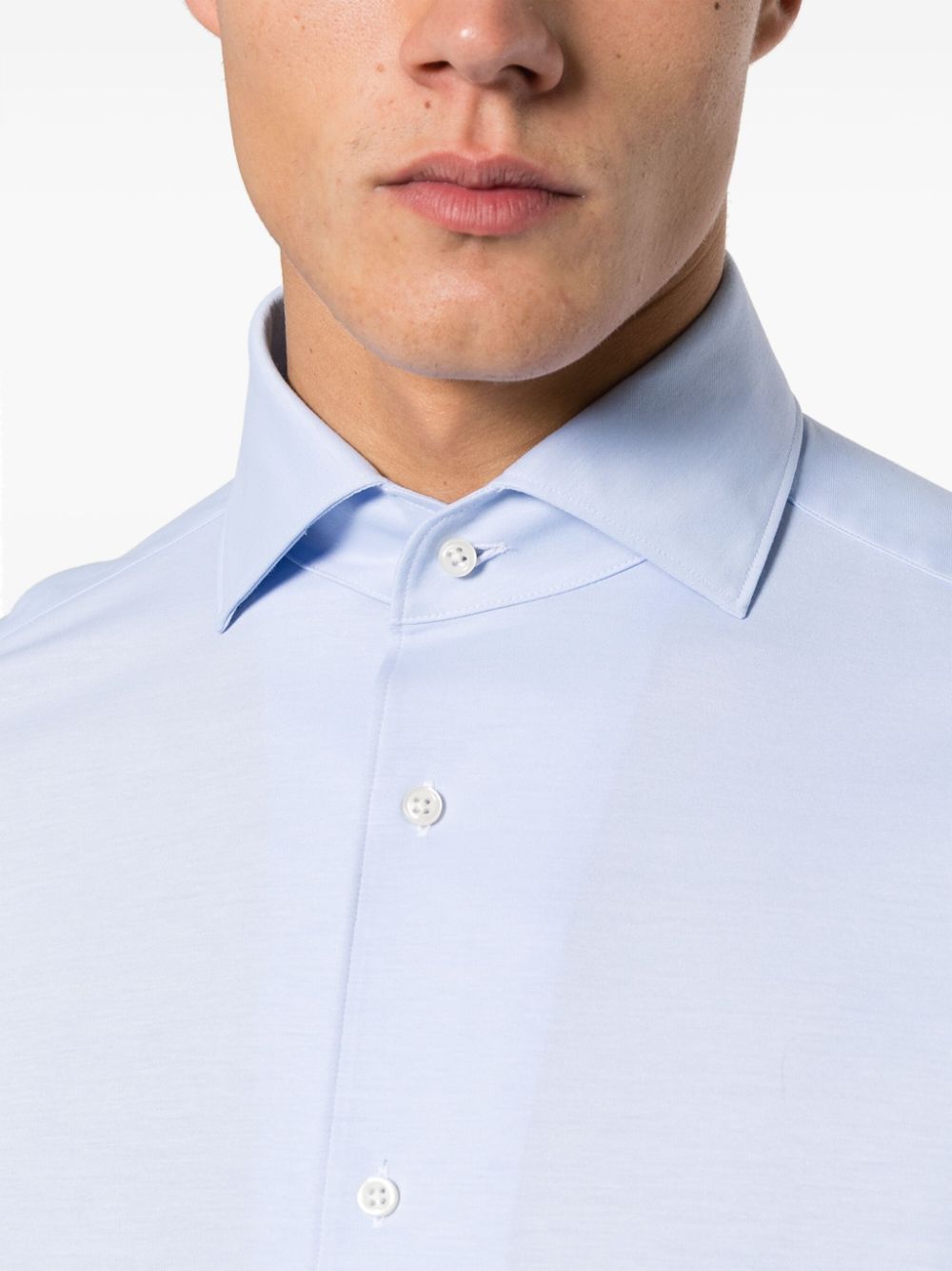 Shop Boggi Milano Japanese Jersey Button-up Shirt In Blue