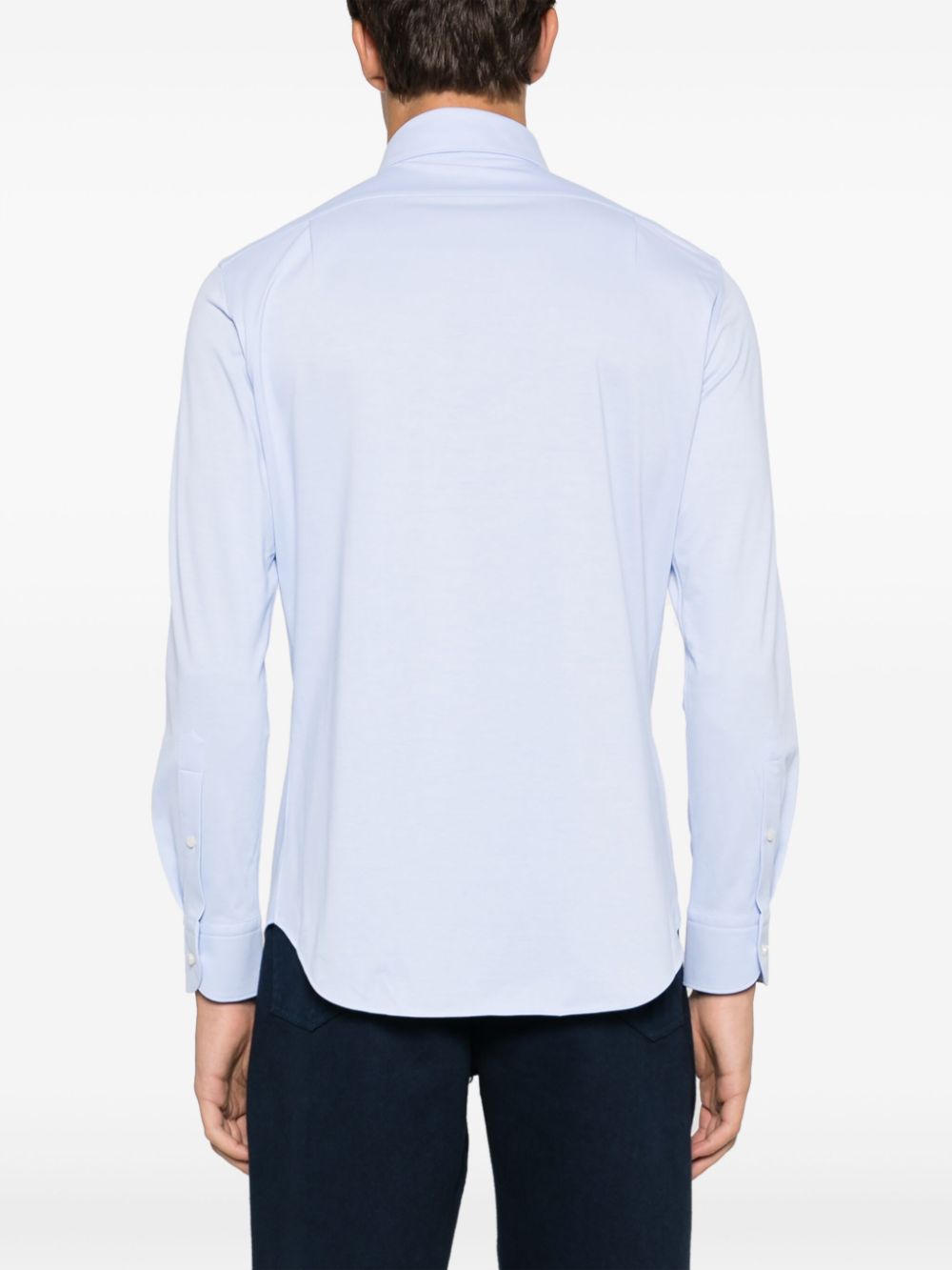 Shop Boggi Milano Japanese Jersey Button-up Shirt In Blue