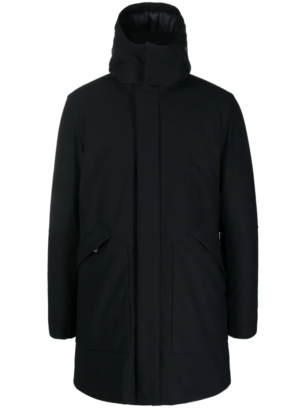 Boggi Milano High-neck Detachable-hood Raincoat In Blue