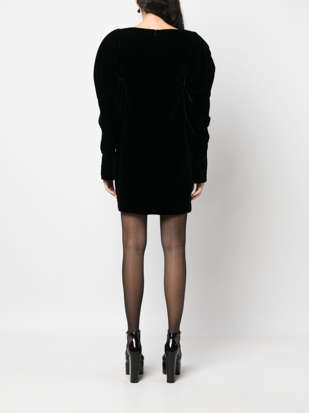 Shop Nina Ricci Velvet Mini Dress In Black