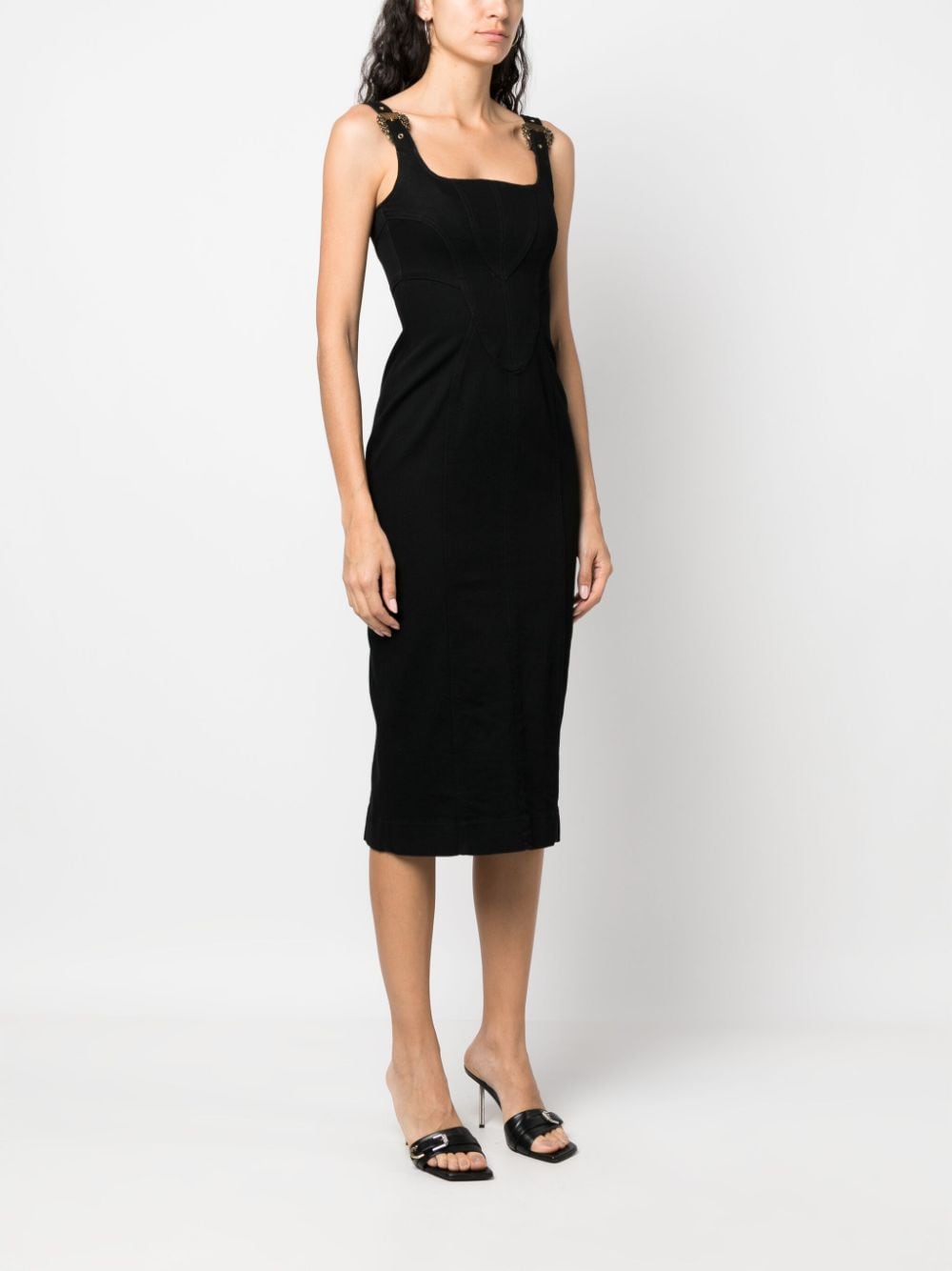 Versace Jeans Couture Midi-jurk met gesp Zwart