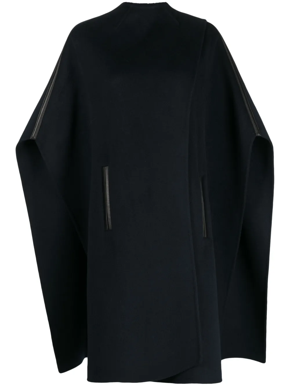 Yves Salomon Cape met leren afwerking Blauw