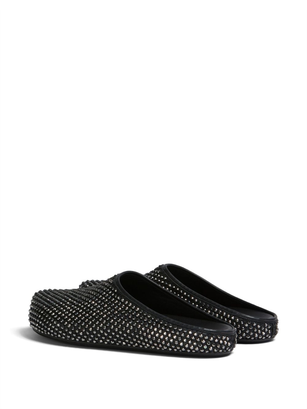 Shop Marni Crystal-embellished Leather Sandals In Black