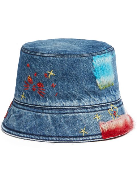 Marni star-embroidered denim bucket hat