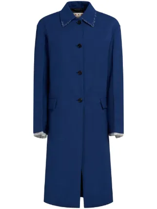 Marni contrasting-stitch single-breasted Coat | Blue