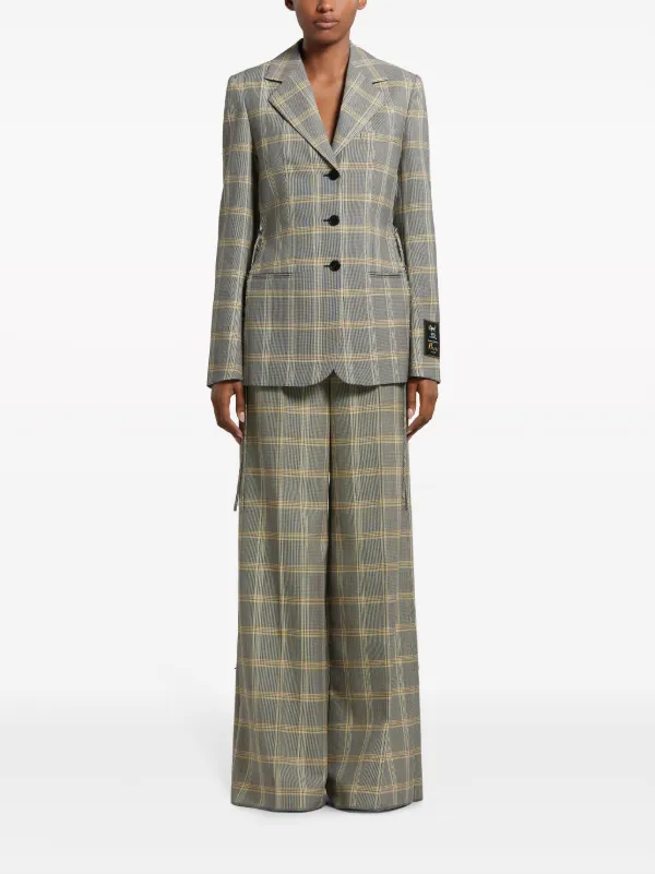 前衛性と上品さが共存する【MARNI】グレー チェック ジャケット Marni チェック シングルジャケット | グレー | FARFETCH JP
