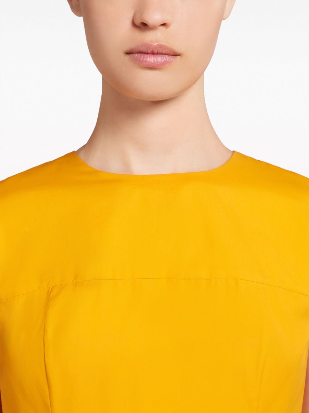 Shop Marni Pleated Cotton Midi Dress In Yellow