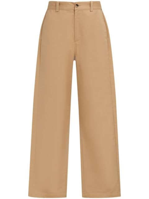 Marni logo-waistband straight-leg cotton trousers