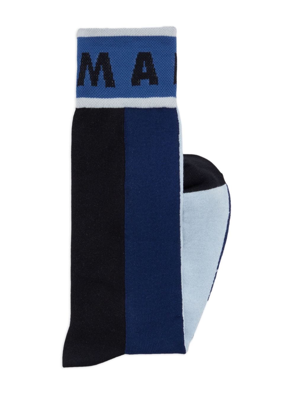 Shop Marni Logo-intarsia Colour-block Socks In Blue