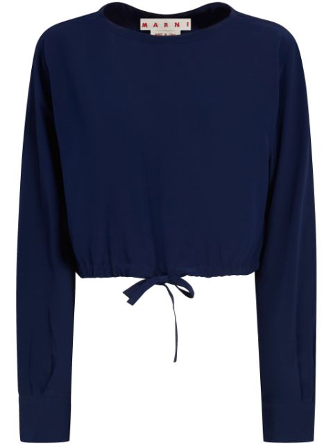 Marni drawstring-hem cropped silk blouse Women