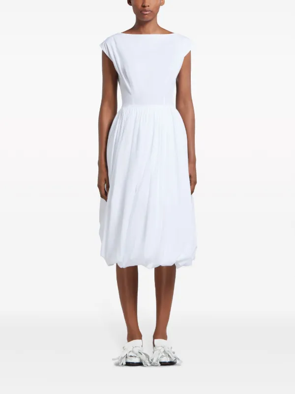 Marni boat-neck Cotton Midi Dress | White | FARFETCH