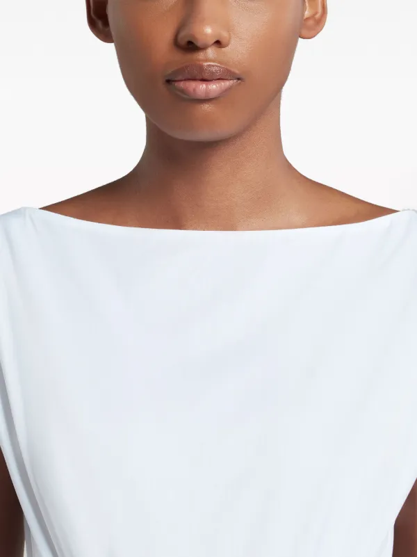Marni boat-neck Cotton Midi Dress | White | FARFETCH