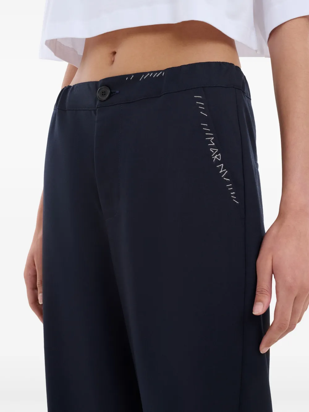 Marni Broek met geborduurd logo Blauw