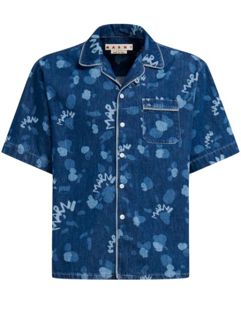 Marni logo-print denim shirt