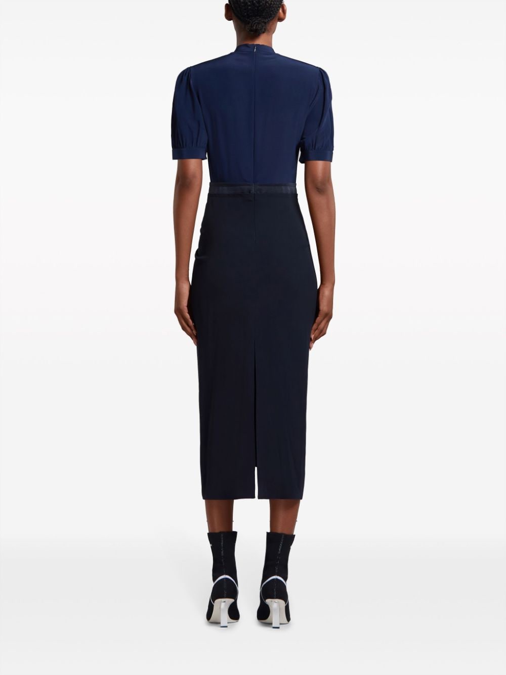 Marni Tweekleurige midi-jurk Blauw