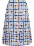 Marni graphic-print silk midi skirt - Blue