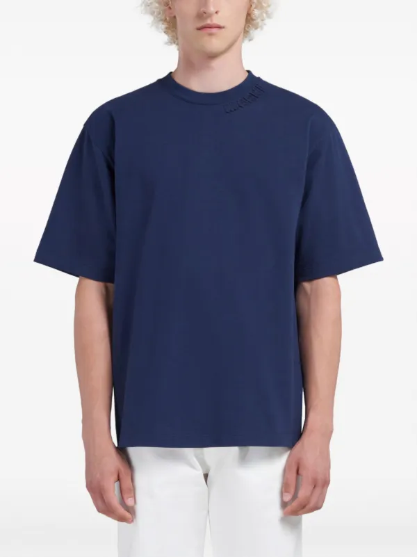 Marni logo-patch Cotton T-shirt | Blue | FARFETCH JO