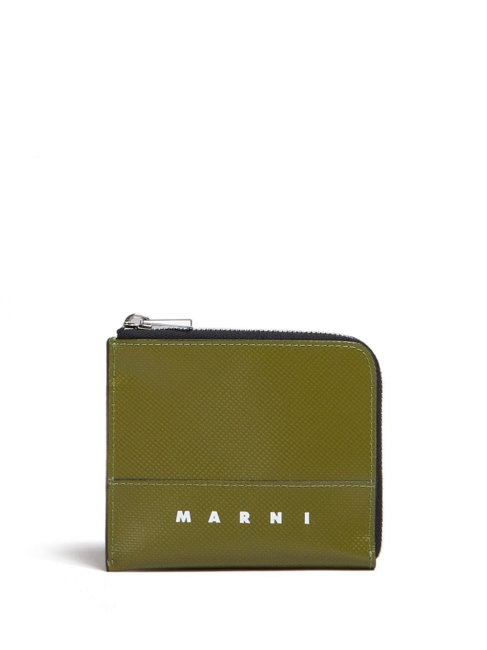 Marni Logo-print Zip-aroundwallet In Green