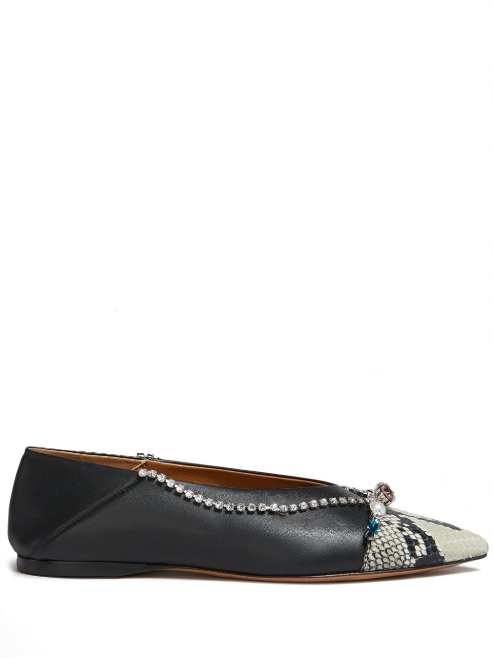 Marni Pointed-toe Flat Ballerina Shoes In Black