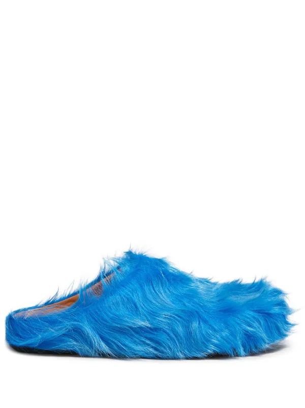 Marni Fussbet Sabot calf hair slippers women Calf Hair Rubber Calf Leather 37 Blue