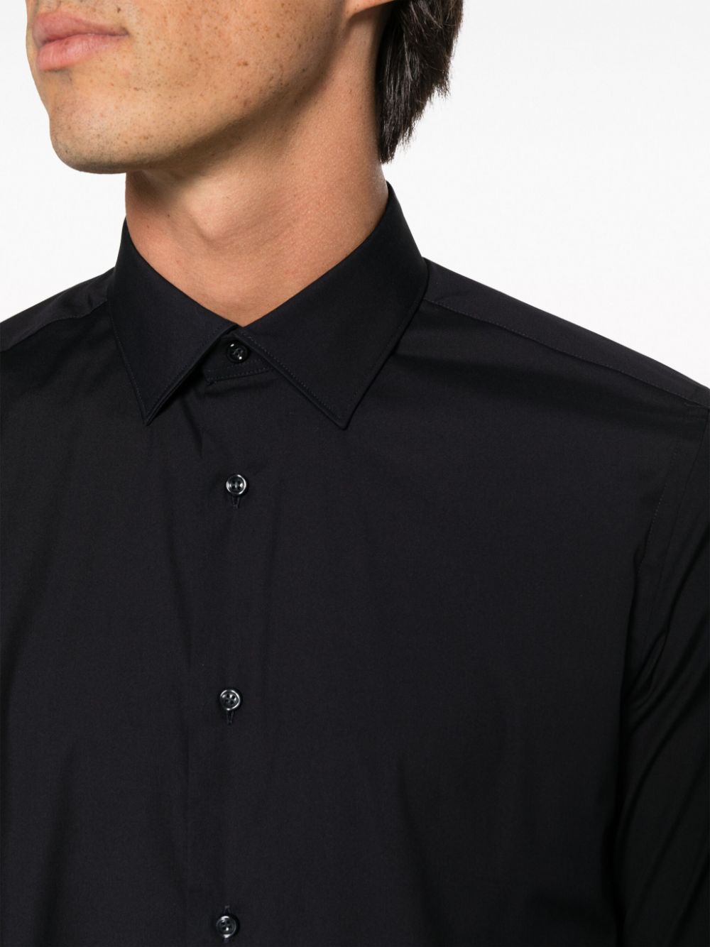 Shop Boggi Milano Slim-cut Cotton Shirt In Blue