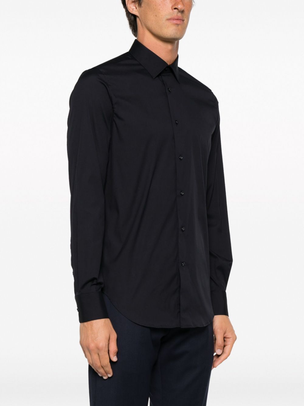 Shop Boggi Milano Slim-cut Cotton Shirt In Blue