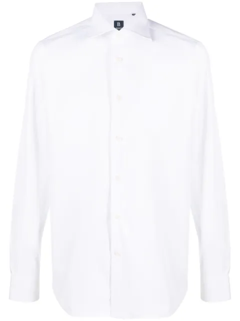 Boggi Milano long-sleeve curved-hem shirt