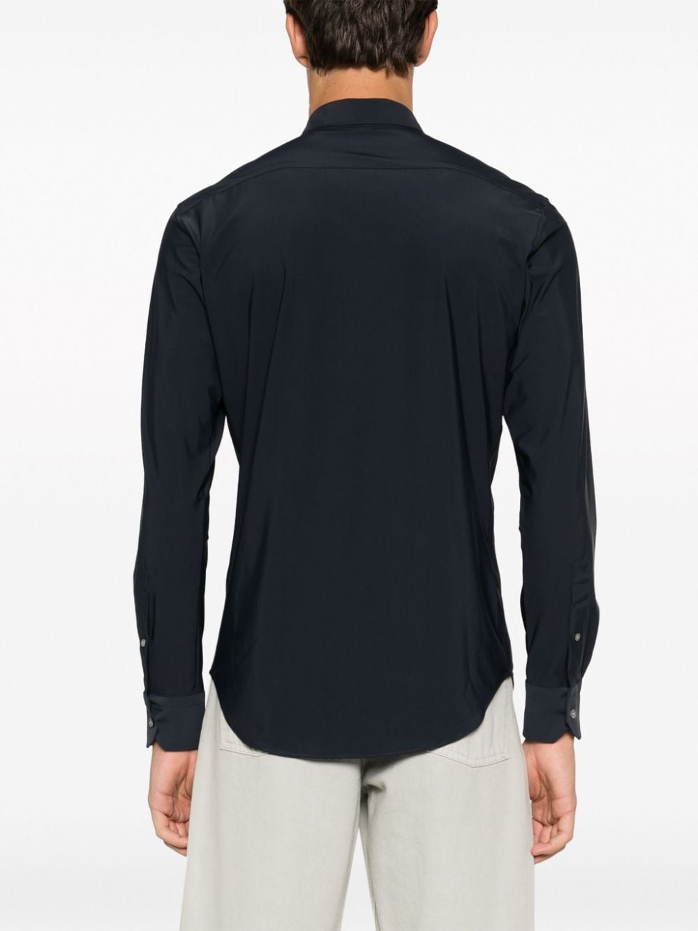 Shop Boggi Milano Button-up Stretch Shirt In Blue
