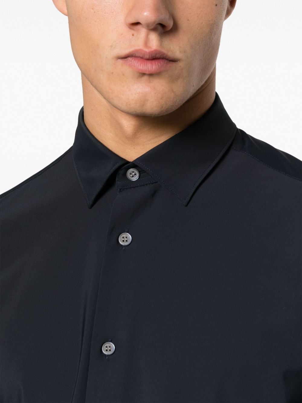 Shop Boggi Milano Button-up Stretch Shirt In Blue