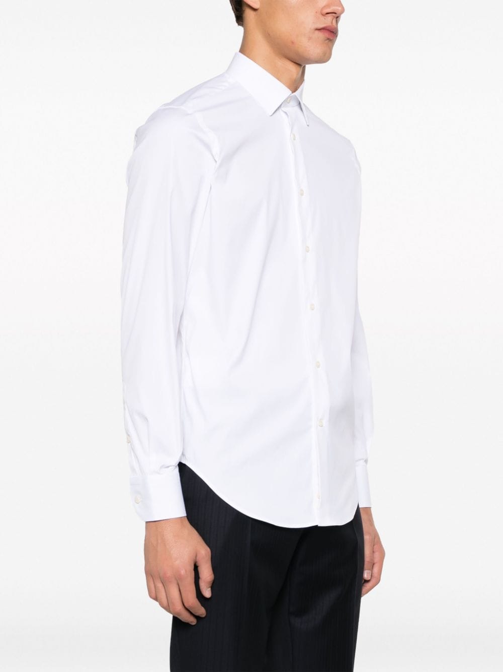 Shop Boggi Milano Button-up Cotton-blend Shirt In White