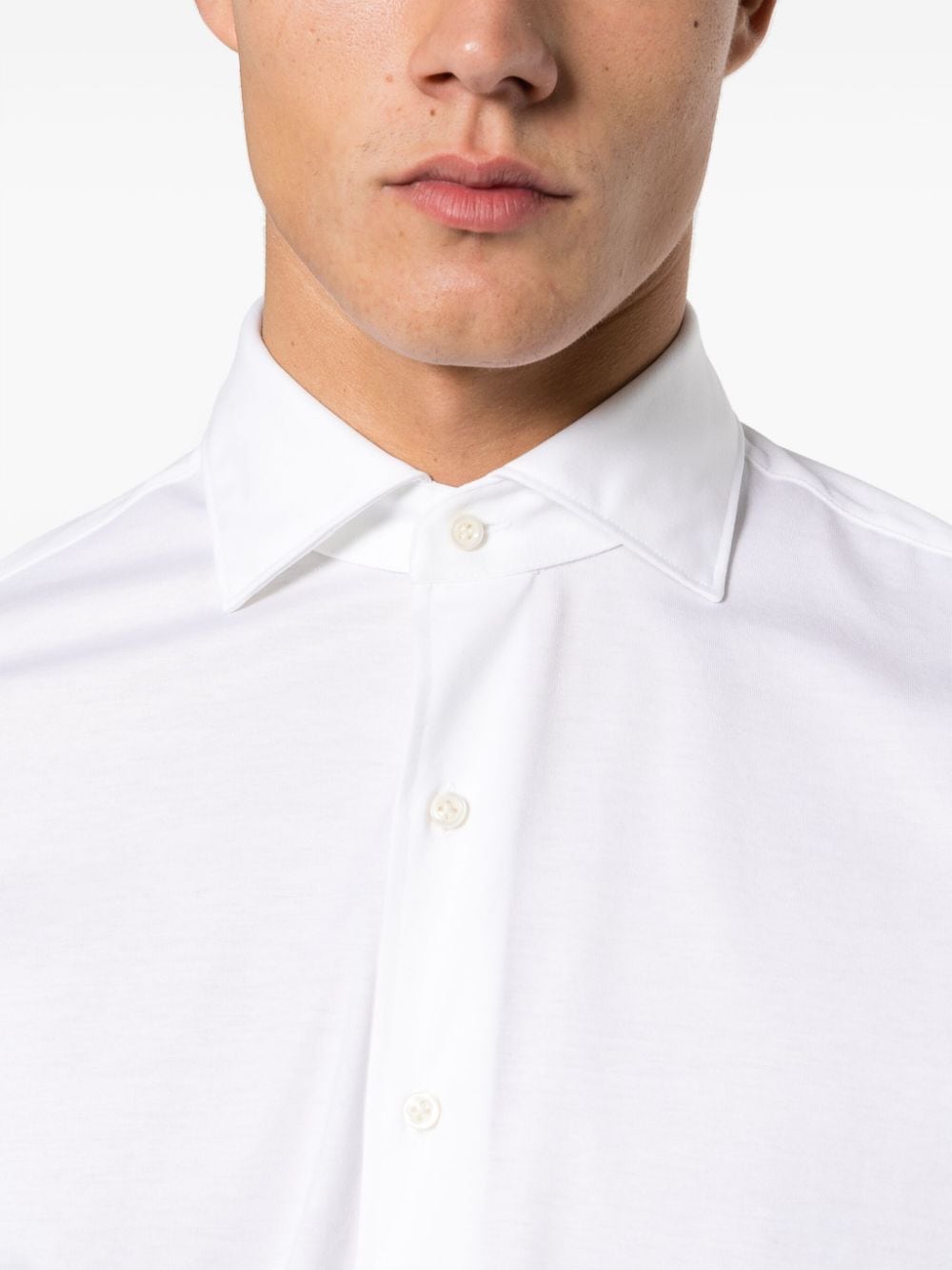 Shop Boggi Milano Spread-collar Cotton Shirt In White