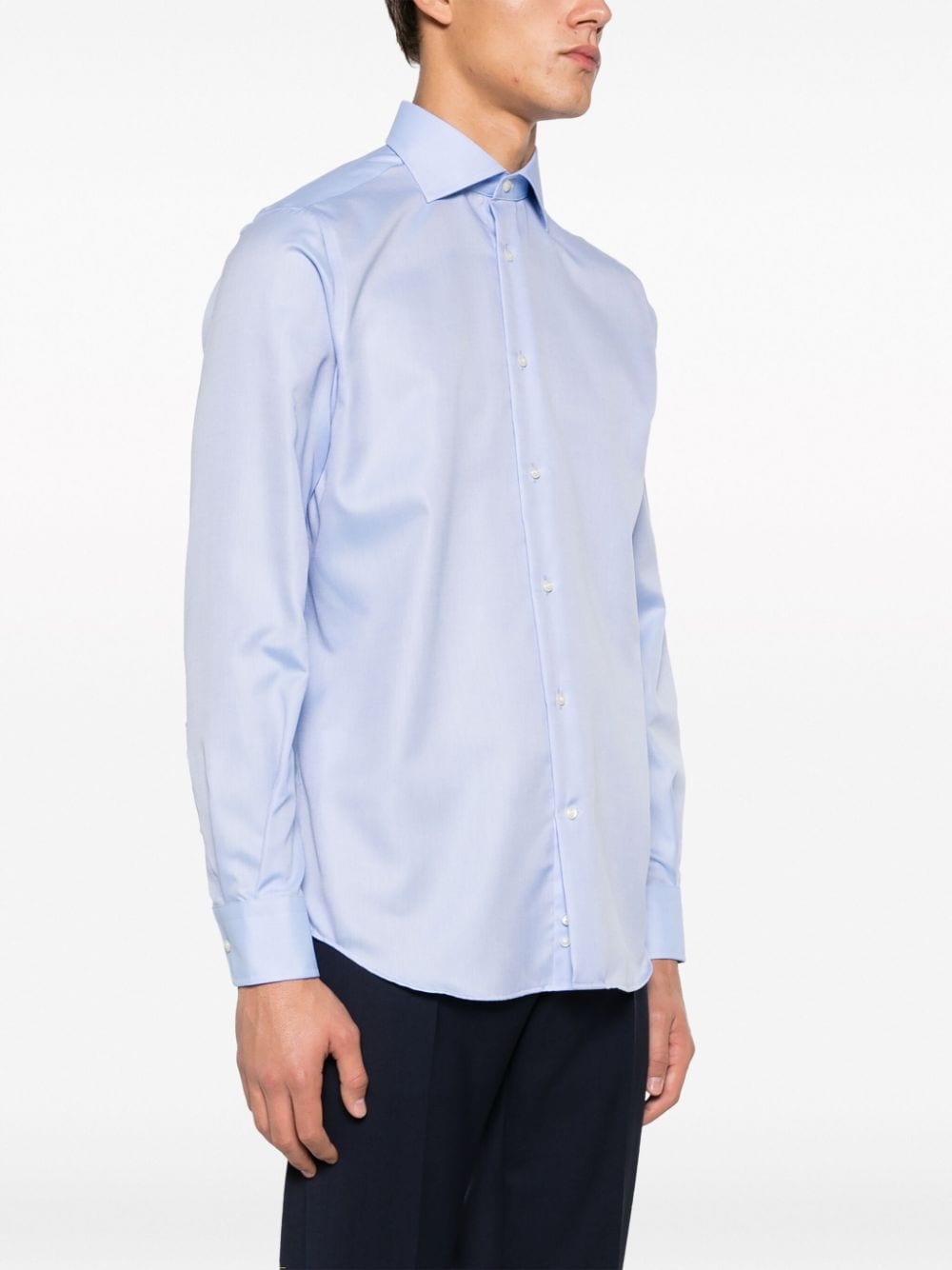 Shop Boggi Milano Dobby Cotton Shirt In Blue
