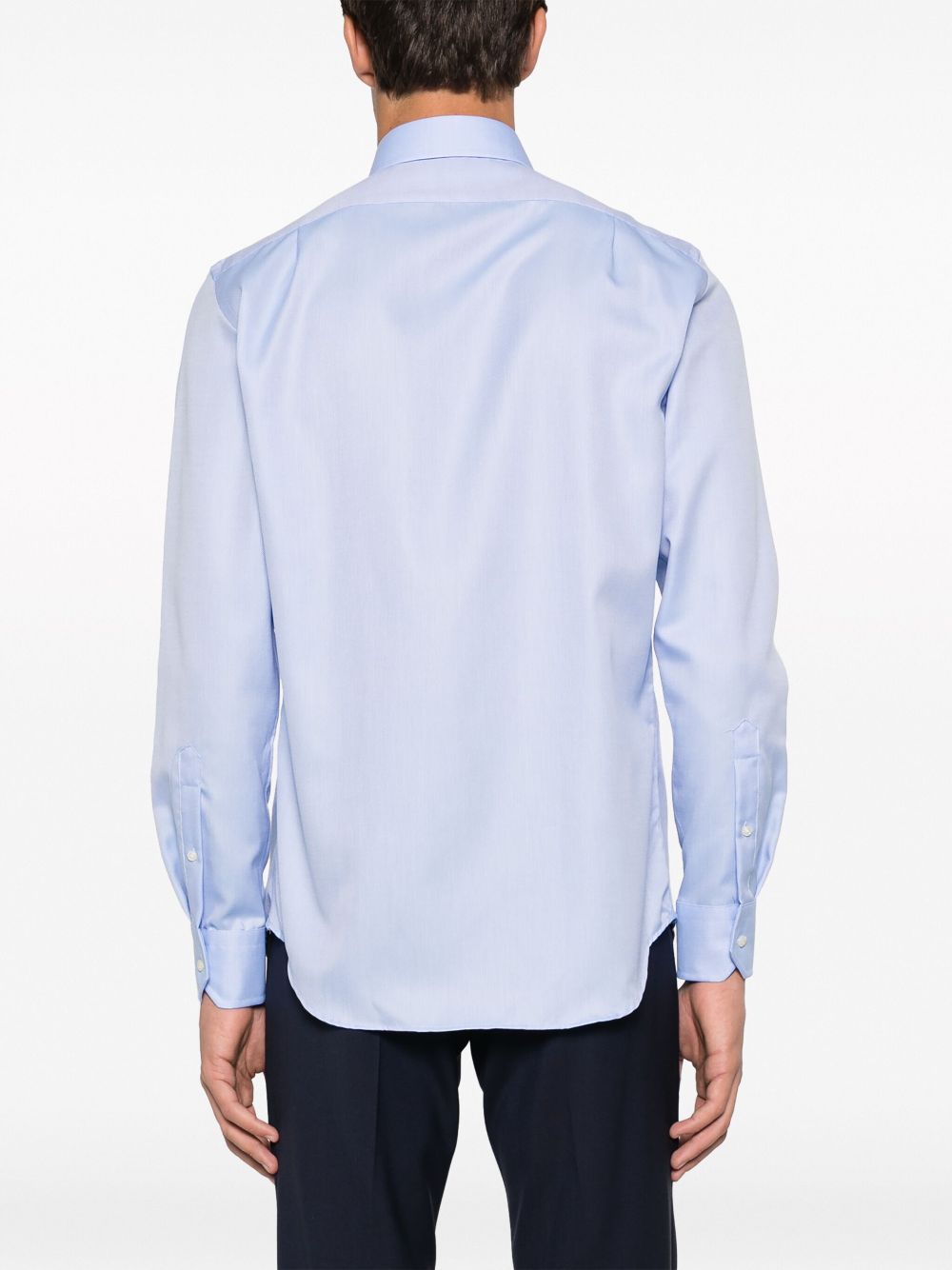 Shop Boggi Milano Dobby Cotton Shirt In Blue